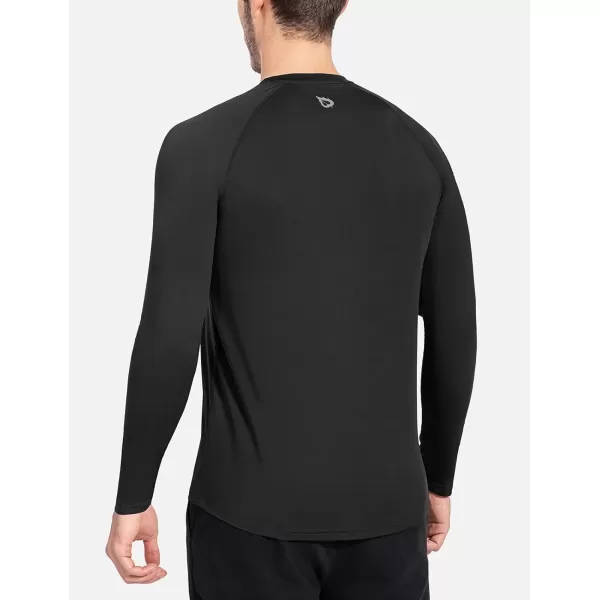 BALEAF Mens Long Sleeve Running Shirts Quick Dry Workout Shirts Athletic TShirts Lightweight Soft Fishing Tee TopsA001 Black