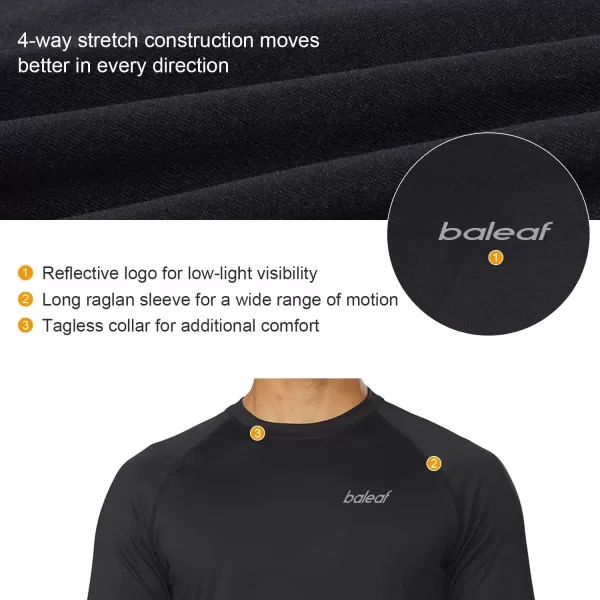 BALEAF Mens Long Sleeve Running Shirts Quick Dry Workout Shirts Athletic TShirts Lightweight Soft Fishing Tee TopsA001 Black