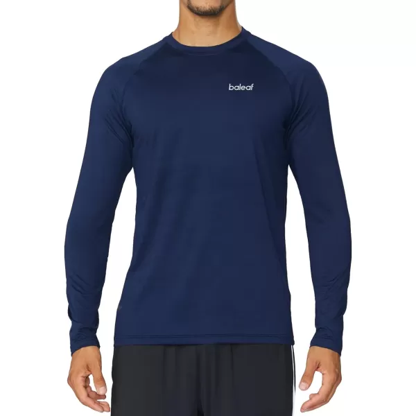 BALEAF Mens Long Sleeve Running Shirts Quick Dry Workout Shirts Athletic TShirts Lightweight Soft Fishing Tee TopsA004 Navy