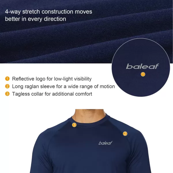 BALEAF Mens Long Sleeve Running Shirts Quick Dry Workout Shirts Athletic TShirts Lightweight Soft Fishing Tee TopsA004 Navy