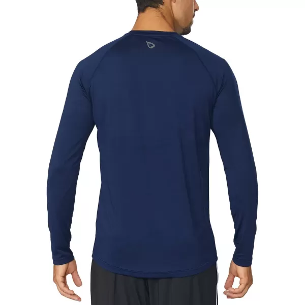 BALEAF Mens Long Sleeve Running Shirts Quick Dry Workout Shirts Athletic TShirts Lightweight Soft Fishing Tee TopsA004 Navy