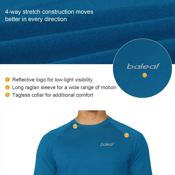 BALEAF Mens Long Sleeve Running Shirts Quick Dry Workout Shirts Athletic TShirts Lightweight Soft Fishing Tee TopsA006 Blue