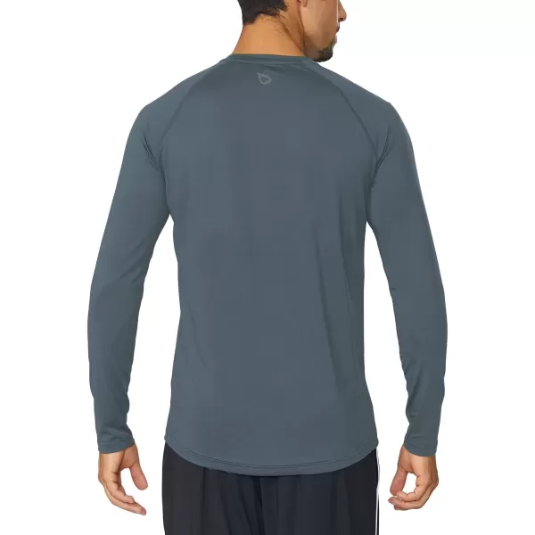 BALEAF Mens Long Sleeve Running Shirts Quick Dry Workout Shirts Athletic TShirts Lightweight Soft Fishing Tee TopsA007 Slate Grey