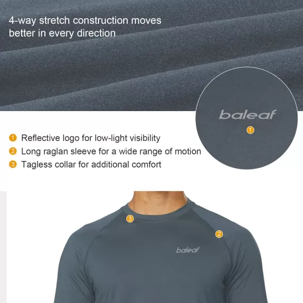 BALEAF Mens Long Sleeve Running Shirts Quick Dry Workout Shirts Athletic TShirts Lightweight Soft Fishing Tee TopsA007 Slate Grey