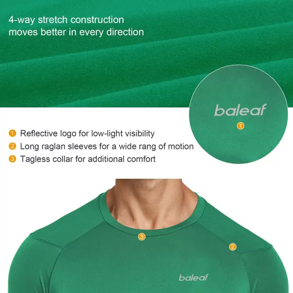 BALEAF Mens Long Sleeve Running Shirts Quick Dry Workout Shirts Athletic TShirts Lightweight Soft Fishing Tee TopsA008 Forest Green