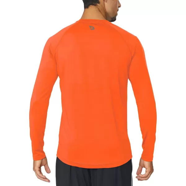 BALEAF Mens Long Sleeve Running Shirts Quick Dry Workout Shirts Athletic TShirts Lightweight Soft Fishing Tee TopsA009 Fluorescent Orange