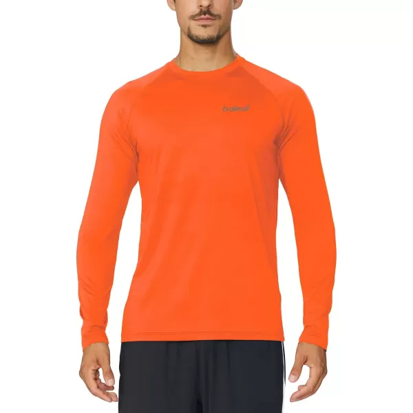 BALEAF Mens Long Sleeve Running Shirts Quick Dry Workout Shirts Athletic TShirts Lightweight Soft Fishing Tee TopsA009 Fluorescent Orange