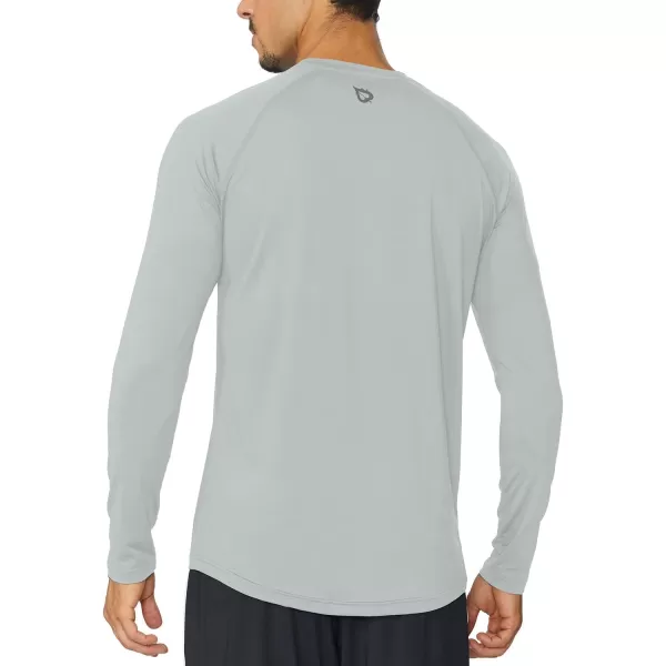 BALEAF Mens Long Sleeve Running Shirts Quick Dry Workout Shirts Athletic TShirts Lightweight Soft Fishing Tee TopsA011 Sliver