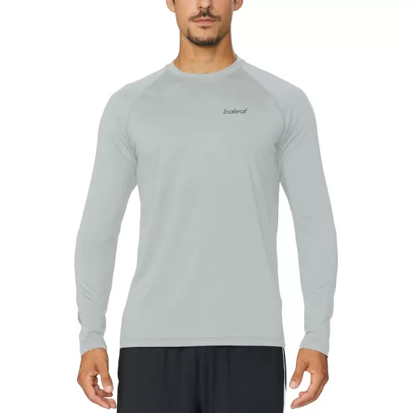 BALEAF Mens Long Sleeve Running Shirts Quick Dry Workout Shirts Athletic TShirts Lightweight Soft Fishing Tee TopsA011 Sliver