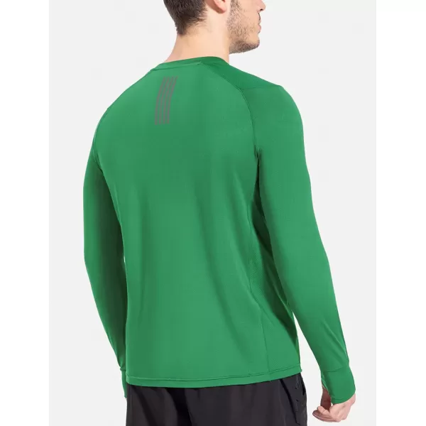 BALEAF Mens Long Sleeve Running Shirts with Thumbholes Quick Dry Athletic Shirt Workout Training TopGreen