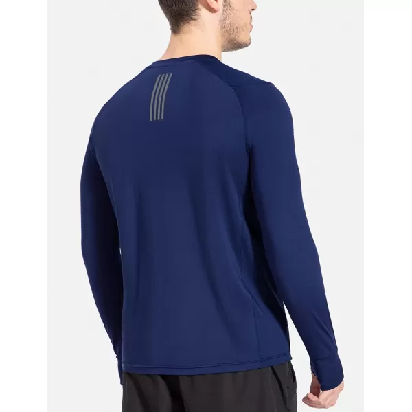 BALEAF Mens Long Sleeve Running Shirts with Thumbholes Quick Dry Athletic Shirt Workout Training TopNavy