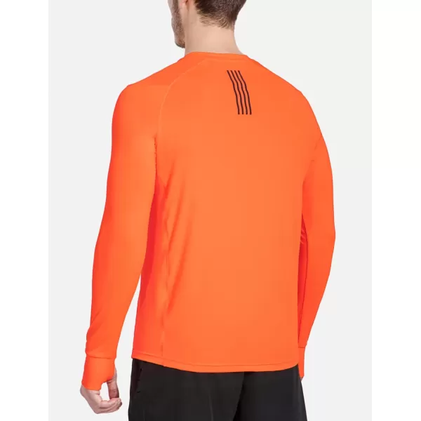 BALEAF Mens Long Sleeve Running Shirts with Thumbholes Quick Dry Athletic Shirt Workout Training TopOrange