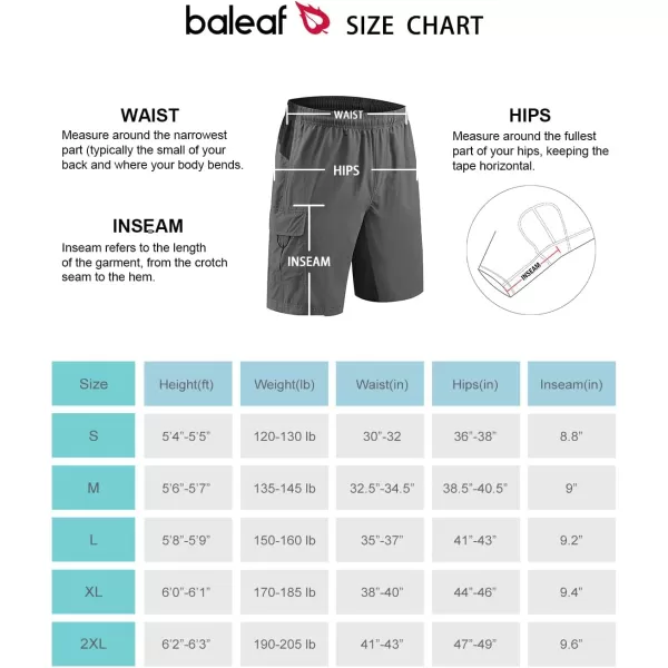 BALEAF Mens Mountain Bike Shorts Loosefit Bicycle Shorts Cycling 3D Padded Gel MTB Biking Lightweight SPF 5003grey