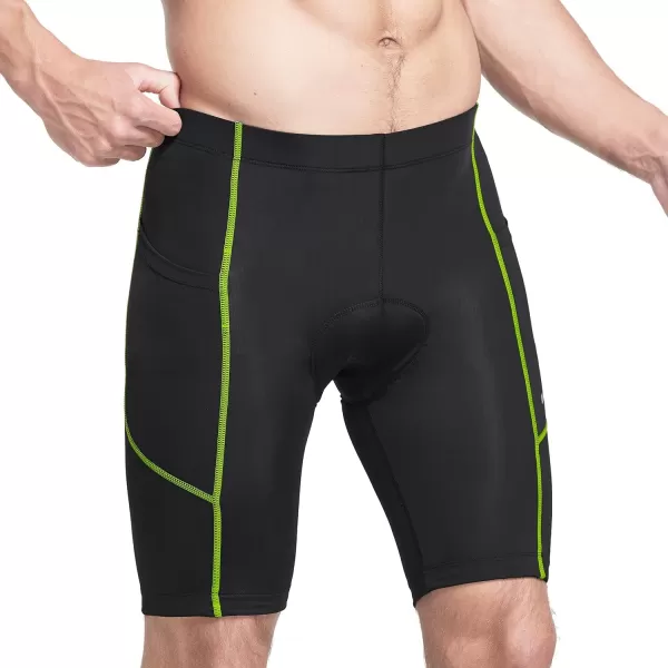 BALEAF Mens Padded Bike Shorts Cycling Tights 3D Padding Bicycle Accessories Road Biking MTB Pockets UPF 5001blackGreensidepockets
