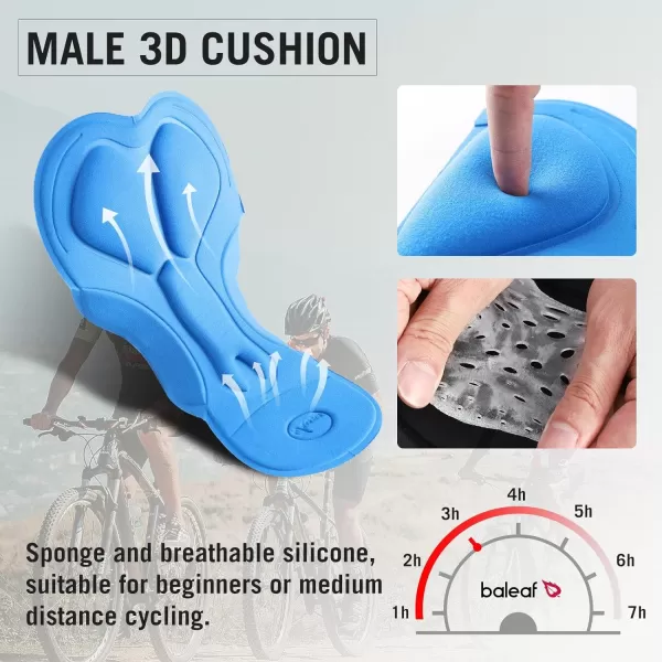 BALEAF Mens Padded Bike Shorts Cycling Tights 3D Padding Bicycle Accessories Road Biking MTB Pockets UPF 5001blackGreensidepockets
