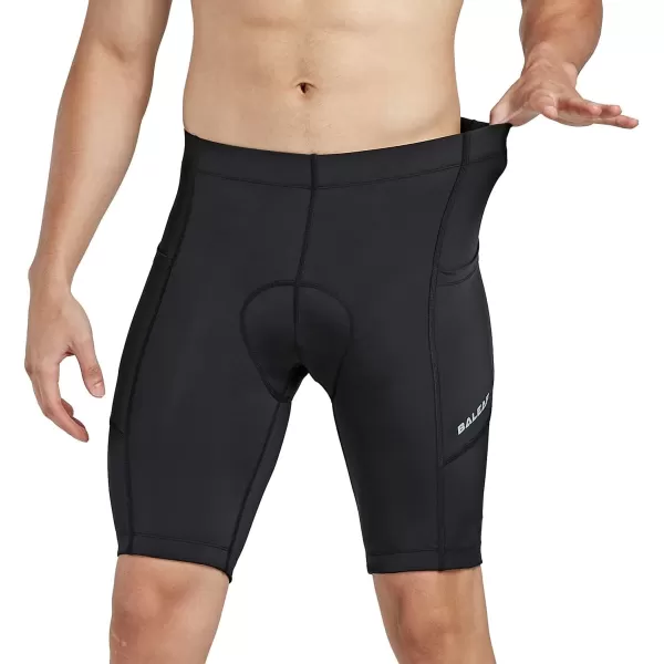 BALEAF Mens Padded Bike Shorts Cycling Tights 3D Padding Bicycle Accessories Road Biking MTB Pockets UPF 5001blacksidepockets