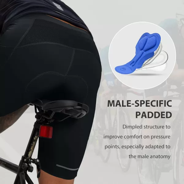 BALEAF Mens Padded Bike Shorts Cycling Tights 3D Padding Bicycle Accessories Road Biking MTB Pockets UPF 5003solid Black