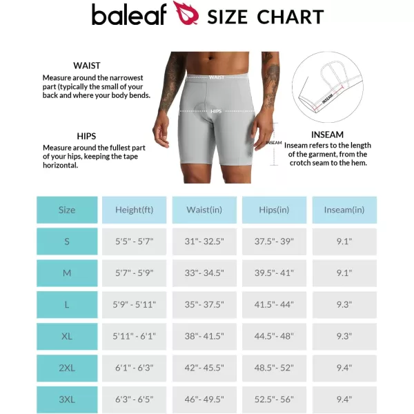 BALEAF Mens Padded Bike Shorts Cycling Tights 3D Padding Bicycle Accessories Road Biking MTB Pockets UPF 5003solid Grey