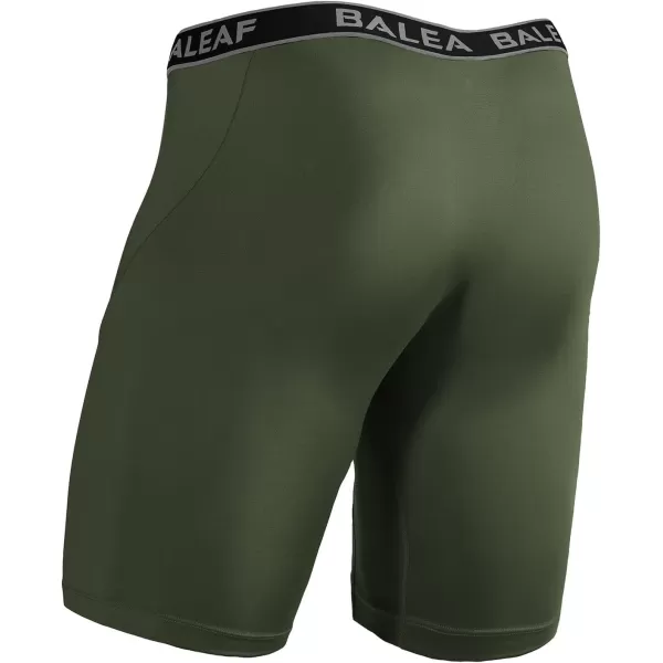 BALEAF Mens Performance Boxer Briefs 9 Athletic Underwear Long Leg Cool Dry with Fly 2Pack9 BlackArmy Green