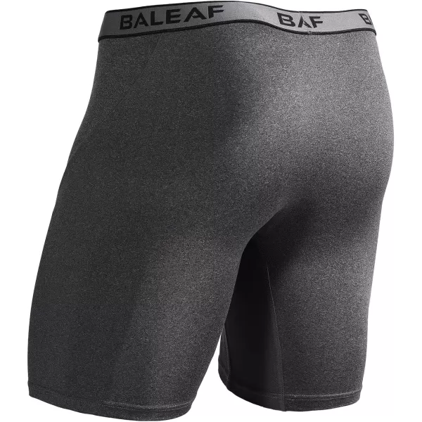 BALEAF Mens Performance Boxer Briefs 9 Athletic Underwear Long Leg Cool Dry with Fly 2Pack9 BlackCarbon Heather