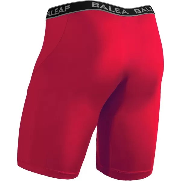 BALEAF Mens Performance Boxer Briefs 9 Athletic Underwear Long Leg Cool Dry with Fly 2Pack9 BlackRed