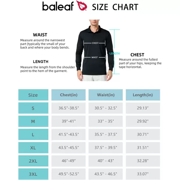 BALEAF Mens Polo Shirt Long Sleeve Golf Shirt UPF 50 Sun Protection Quick Dry for Tennis Lightweight Performance Shirt03black