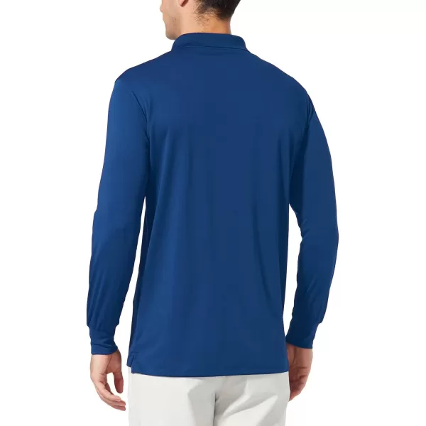 BALEAF Mens Polo Shirt Long Sleeve Golf Shirt UPF 50 Sun Protection Quick Dry for Tennis Lightweight Performance Shirt06royal Blue