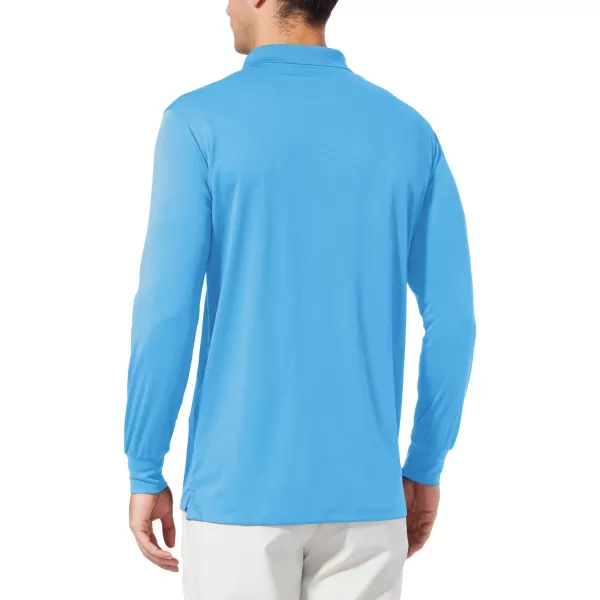 BALEAF Mens Polo Shirt Long Sleeve Golf Shirt UPF 50 Sun Protection Quick Dry for Tennis Lightweight Performance Shirt08blue