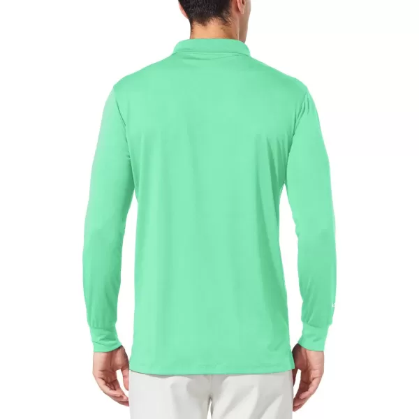 BALEAF Mens Polo Shirt Long Sleeve Golf Shirt UPF 50 Sun Protection Quick Dry for Tennis Lightweight Performance Shirt09green