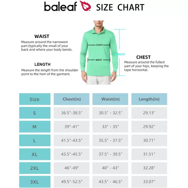 BALEAF Mens Polo Shirt Long Sleeve Golf Shirt UPF 50 Sun Protection Quick Dry for Tennis Lightweight Performance Shirt09green