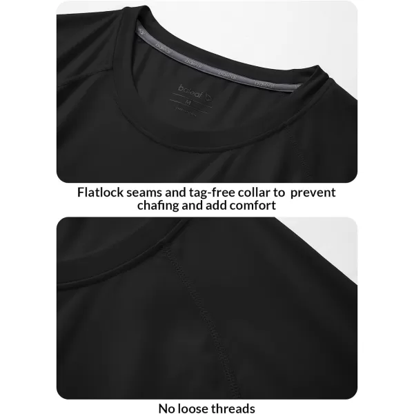 BALEAF Mens Rash Guard Short Sleeve Swim Shirt UPF 50 Sun Protection Quick Dry Compression Shirt Rashguard2black