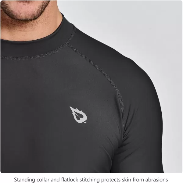 BALEAF Mens Rash Guard Short Sleeve Swim Shirt UPF 50 Sun Protection Quick Dry Compression Shirt RashguardBlack