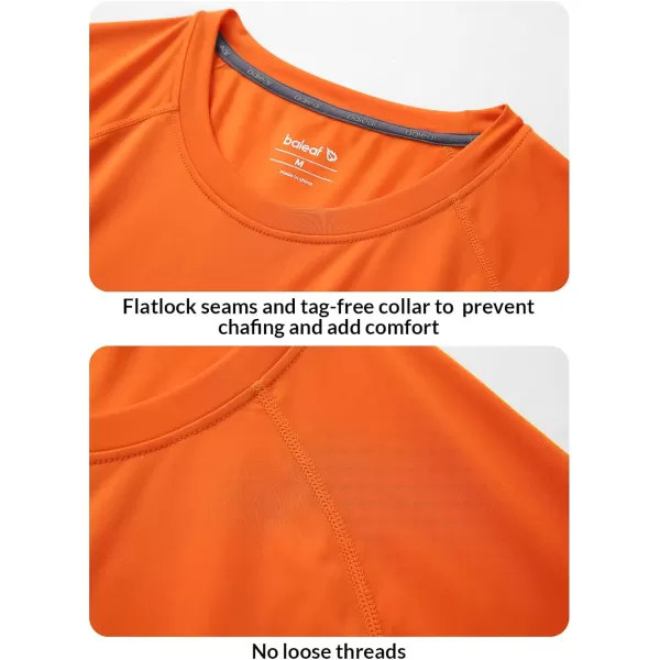 BALEAF Mens Rash Guard Short Sleeve Swim Shirt UPF 50 Sun Protection Quick Dry Compression Shirt RashguardOrange