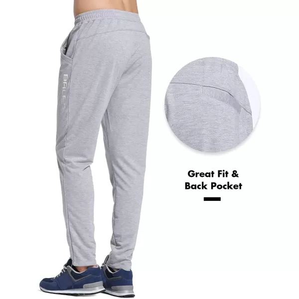 BALEAF Mens Running Pants Slim Fit Tapered Joggers Sweatpants with Pockets Athletic Pants for Cold Weather Sports WorkoutLight Gray