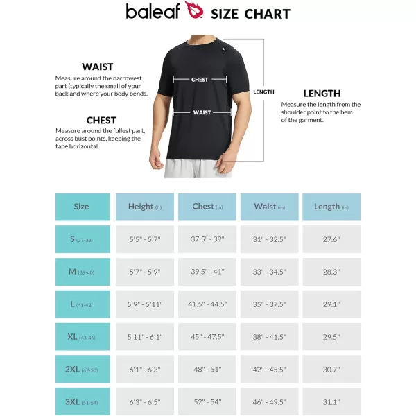 BALEAF Mens Running Shirts Short Sleeve Quick Dry Workout Tops Athletic Sun Protection TShirt UPF 50 Moisture WickingBlack