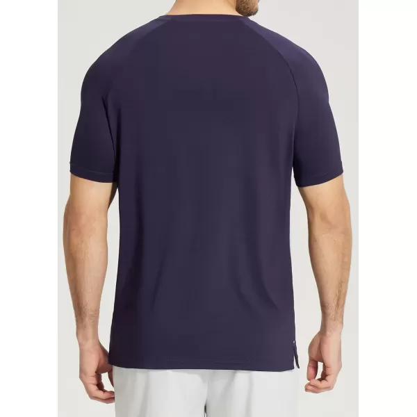 BALEAF Mens Running Shirts Short Sleeve Quick Dry Workout Tops Athletic Sun Protection TShirt UPF 50 Moisture WickingNavy