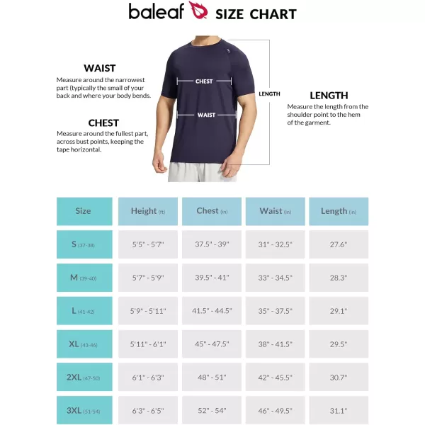BALEAF Mens Running Shirts Short Sleeve Quick Dry Workout Tops Athletic Sun Protection TShirt UPF 50 Moisture WickingNavy