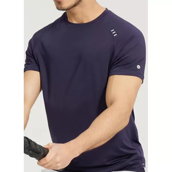 BALEAF Mens Running Shirts Short Sleeve Quick Dry Workout Tops Athletic Sun Protection TShirt UPF 50 Moisture WickingNavy