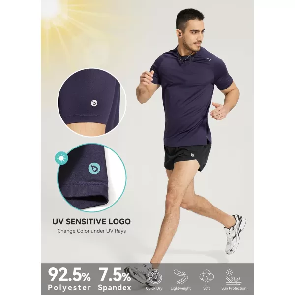 BALEAF Mens Running Shirts Short Sleeve Quick Dry Workout Tops Athletic Sun Protection TShirt UPF 50 Moisture WickingNavy