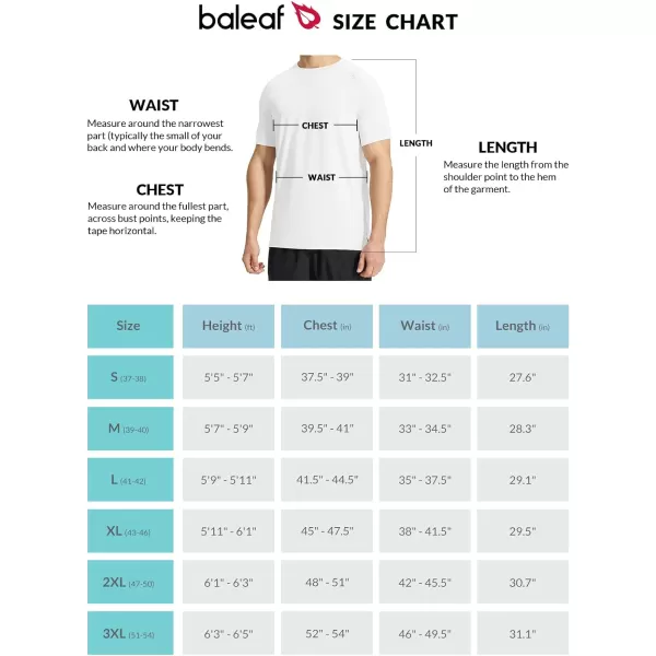 BALEAF Mens Running Shirts Short Sleeve Quick Dry Workout Tops Athletic Sun Protection TShirt UPF 50 Moisture WickingWhite