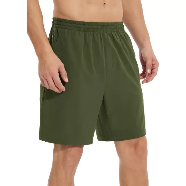 BALEAF Mens Running Shorts 7 inch Gym Athletic Shorts with Zipper Pockets Quick Dry and LightweightArmy Green