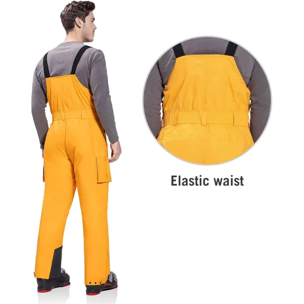 BALEAF Mens Ski Bibs Insulated Waterproof Coveralls Overalls Cargo Pockets Ripstops Snow Pants Warm Skiing Suits Ice WorkOrange