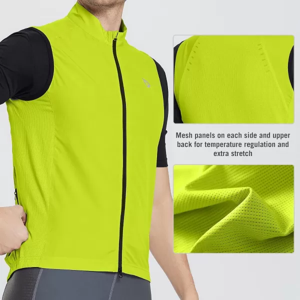 BALEAF Mens Sleeveless Cycling Vest Windproof Bike Jersey Lightweight Reflective Packable Pockets Golf Running04green