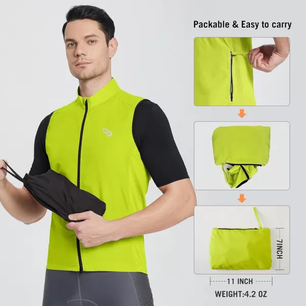 BALEAF Mens Sleeveless Cycling Vest Windproof Bike Jersey Lightweight Reflective Packable Pockets Golf Running04green