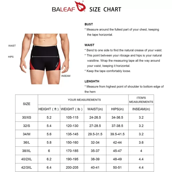 BALEAF Mens Square Leg Athletic Swim Jammers Durable Training Splice Team SwimsuitBlackRed