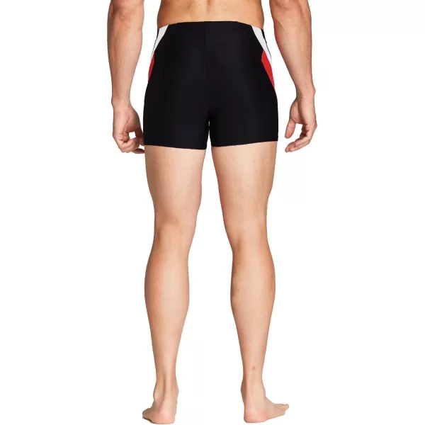 BALEAF Mens Square Leg Athletic Swim Jammers Durable Training Splice Team SwimsuitBlackRed