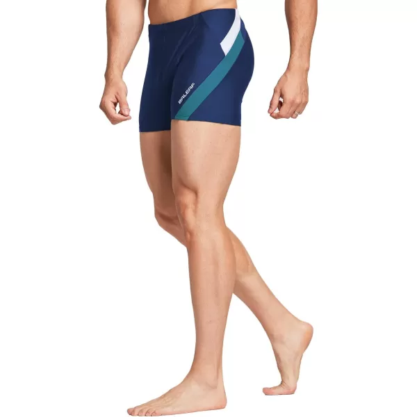 BALEAF Mens Square Leg Athletic Swim Jammers Durable Training Splice Team SwimsuitBlueTeal Green