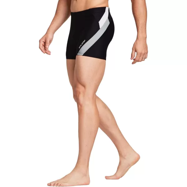 BALEAF Mens Square Leg Athletic Swim Jammers Durable Training Splice Team SwimsuitGrayWhite