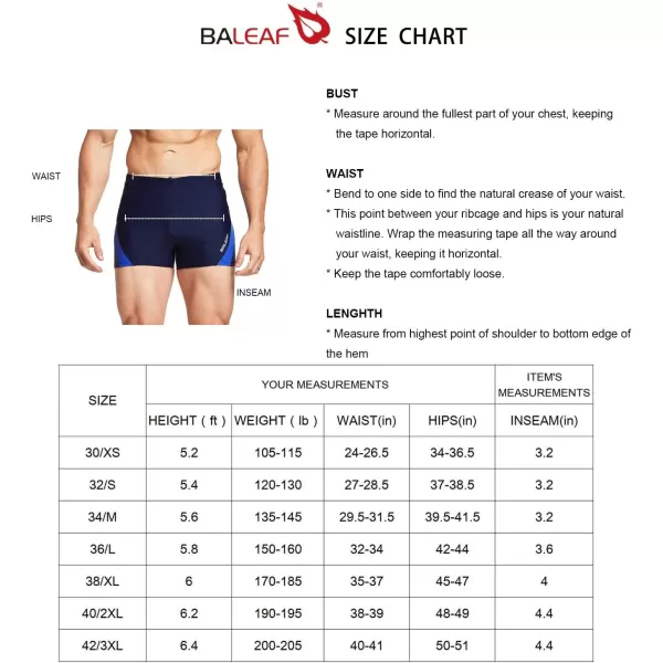 BALEAF Mens Square Leg Athletic Swim Jammers Durable Training Splice Team SwimsuitNavy BlueWhite