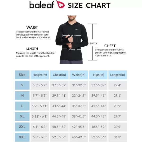 BALEAF Mens Sun Protection Hoodie Shirt UPF 50 Long Sleeve UV SPF TShirts Rash Guard Fishing Swimming LightweightStyle 1black